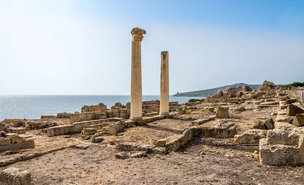 Colunas coríntias e ruínas da antiga Tharros na Sardenha — Fotografia de Stock