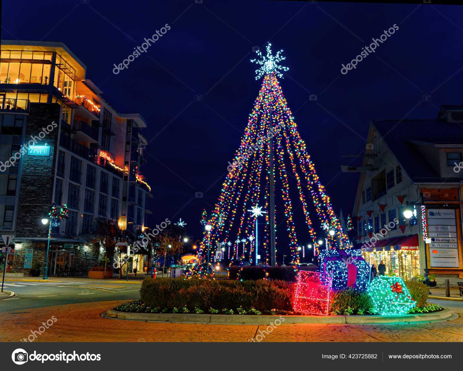 Sidney Vancouver Island Canada Decorated Festive Lights Christmas Time