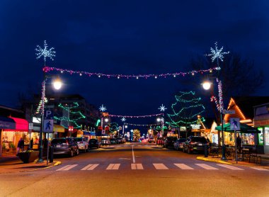 Sidney BC, Vancouver Adası, Kanada, Noel zamanı festival ışıklarıyla süslenmiş.
