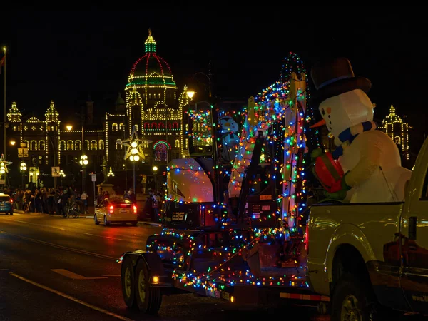 Victoria Canada December 2017 Lastbilsparad Årlig Firande Jul Anordnas Island — Stockfoto