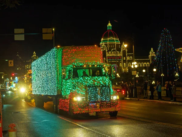 Victoria Canada December 2017 Lastbilsparad Årlig Firande Jul Anordnas Island — Stockfoto