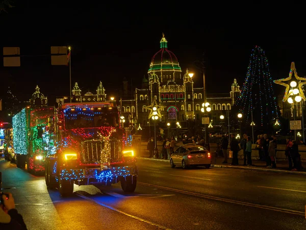 Victoria Canada December 2017 Lastbilsparad Årlig Firande Jul Anordnas Island — Stockfoto