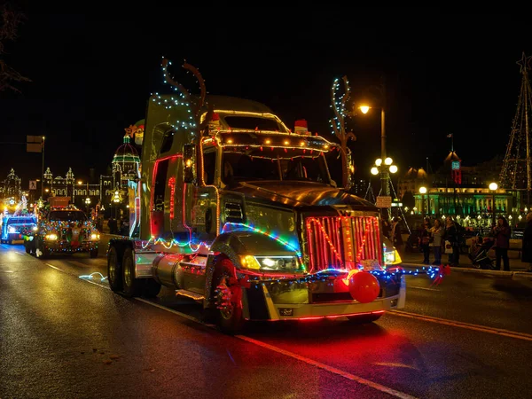 Victoria Canadá Diciembre 2017 Truck Light Parade Celebración Anual Navidad — Foto de Stock