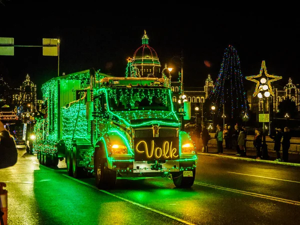 Victoria Canadá Diciembre 2017 Truck Light Parade Celebración Anual Navidad — Foto de Stock