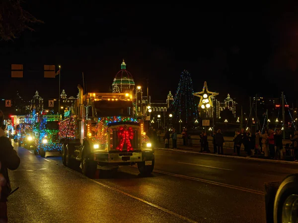 Victoria Canada December 2017 Truck Light Parade Annual Celebration Christmas — Stock Photo, Image