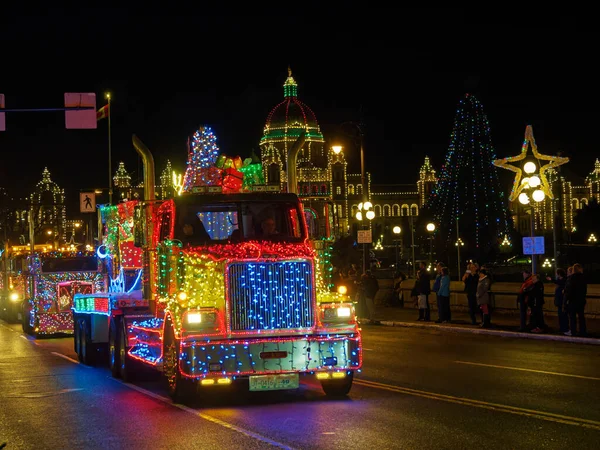 Victoria Canadá Diciembre 2017 Truck Light Parade Celebración Anual Navidad — Foto de Stock