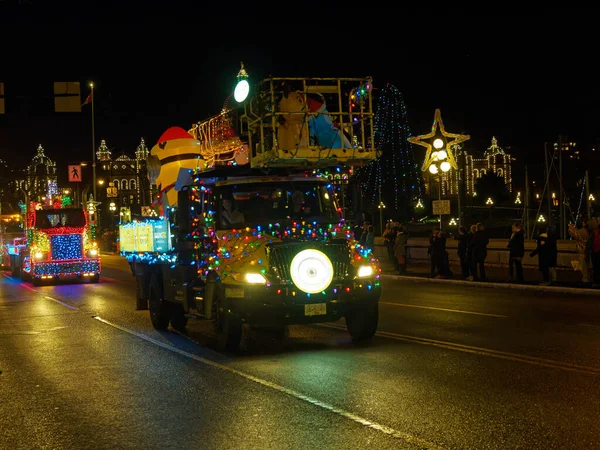 Victoria Canada December 2017 Lastbilsparad Årlig Firande Jul Anordnas Island — Stockfoto