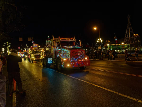 Victoria Canada December 2017 Truck Light Parade Annual Celebration Christmas — Stock Photo, Image