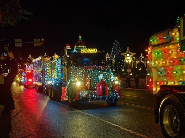 Victoria Canada Joulukuu 2017 Truck Light Parade Vuosittainen Juhla Joulun — kuvapankkivalokuva