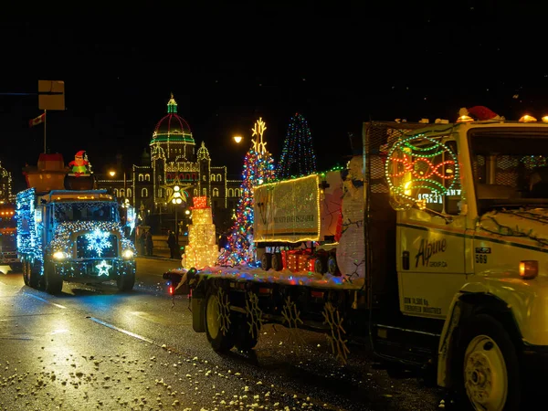 Victoria Canada December 2017 Lastbilsparad Årlig Firande Jul Anordnas Island — Stockfoto