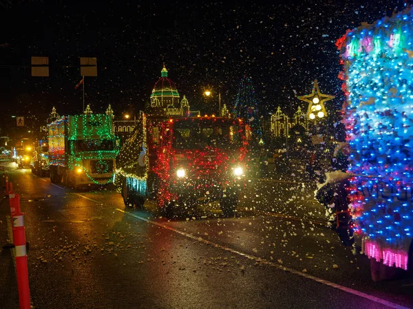 Victoria Canada December 2017 Lastbilsparad Årlig Firande Jul Anordnas Island — Stockfoto