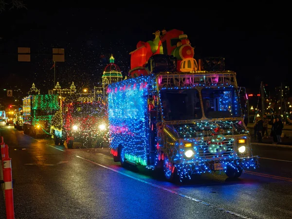 Victoria Canada December 2017 Lastbilsparad Årlig Firande Jul Anordnas Island — Stockfoto