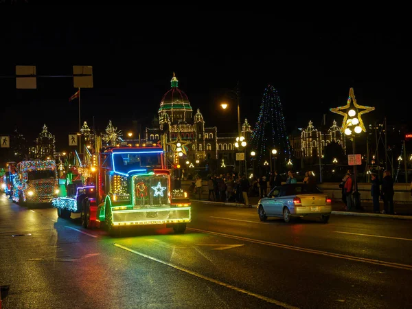 Victoria Canada December 2017 Truck Light Parade Annual Celebration Christmas — Stock Photo, Image