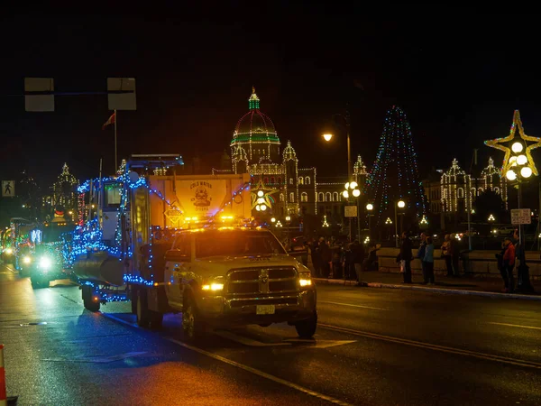 Victoria Canada December 2017 Lastbilsparad Årlig Firande Jul Anordnas Island — Stockfoto