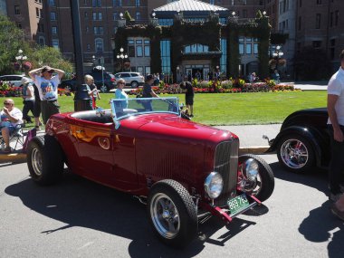 Victoria BC, Kanada - 24 Temmuz 2016. Kuzeybatı Deuce Days, Victoria BC 'deki son antika koleksiyoncu araba etkinliği, Covid-19 salgını nedeniyle ertelendi ve kalıcı olarak iptal edildi.