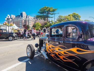 Victoria BC, Kanada - 24 Temmuz 2016. Kuzeybatı Deuce Days, Victoria BC 'deki son antika koleksiyoncu araba etkinliği, Covid-19 salgını nedeniyle ertelendi ve kalıcı olarak iptal edildi.