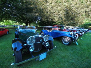 Vancouver BC, Kanada - 7 Haziran 2013. Lüks arabalar, büyük antika koleksiyoncusu ve MÖ Vancouver 'da modern araba etkinliği.