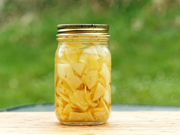 Sliced Ginger Pickling Glass Jar Close — Stock Photo, Image