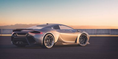 Markasız, jenerik konsept bir arabanın 3 boyutlu çizimi