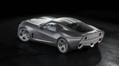 Markasız, jenerik konsept bir arabanın 3 boyutlu çizimi