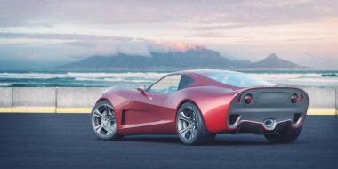 Markasız, jenerik konsept bir arabanın 3 boyutlu çizimi