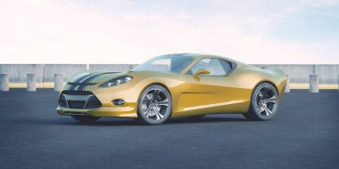 Markasız, jenerik konsept bir arabanın 3 boyutlu çizimi