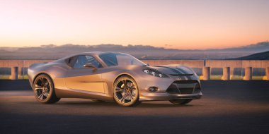 Markasız, jenerik konsept bir arabanın 3 boyutlu çizimi