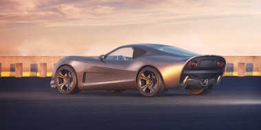 Markasız, jenerik konsept bir arabanın 3 boyutlu çizimi