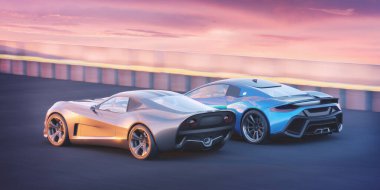 Markasız, jenerik konsept bir arabanın 3 boyutlu çizimi