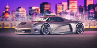 Markasız, jenerik konsept bir arabanın 3 boyutlu çizimi