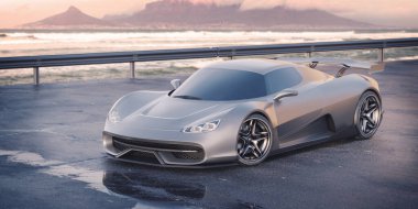 Markasız, jenerik konsept bir arabanın 3 boyutlu çizimi