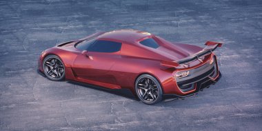 Markasız, jenerik konsept bir arabanın 3 boyutlu çizimi