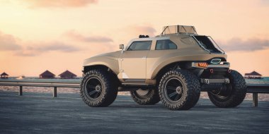 Markasız, jenerik bir off-road arabanın 3 boyutlu canlandırması