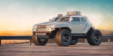 Markasız, jenerik bir off-road arabanın 3 boyutlu canlandırması