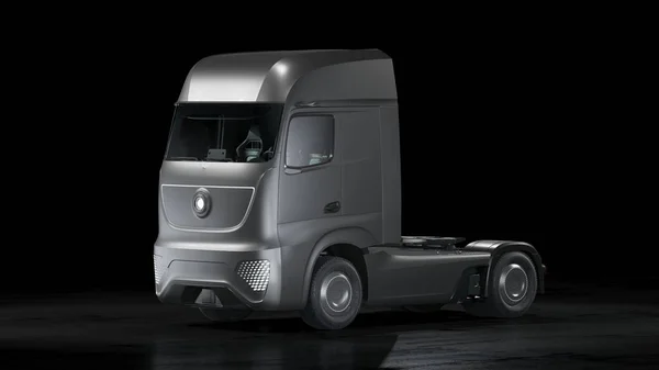 3D rendering of a brand-less generic concept truck. Electric autonomous truck