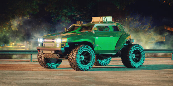 3D rendering of a brand-less generic concept off-road car