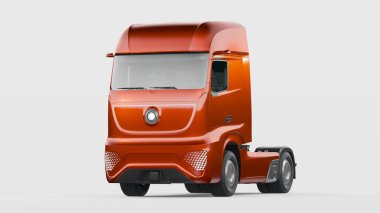 Markasız bir konsept kamyonun 3 boyutlu görüntüsü. Elektrikli otonom kamyon