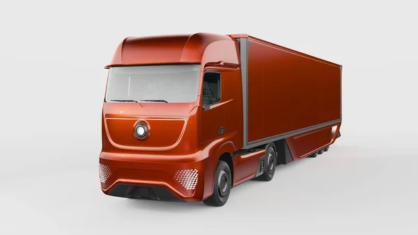 Rendering Brand Less Generic Concept Truck Electric Autonomous Truck — Stock Photo, Image