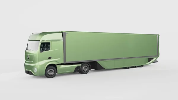 Απόδοση Ενός Brand Less Γενικό Φορτηγό Έννοια Ηλεκτρικό Αυτόνομο Φορτηγό — Φωτογραφία Αρχείου