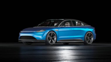 Markasız, jenerik konsept bir arabanın 3 boyutlu çizimi