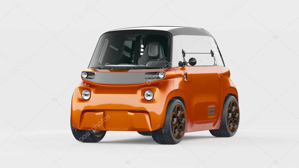 3D rendering of a brand-less generic small city car