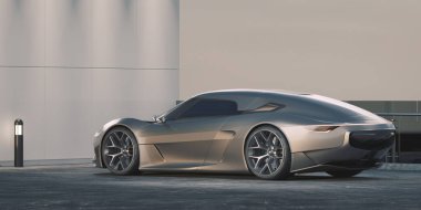 Markasız, jenerik konsept bir arabanın 3 boyutlu çizimi