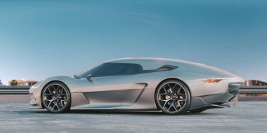 Markasız, jenerik konsept bir arabanın 3 boyutlu çizimi