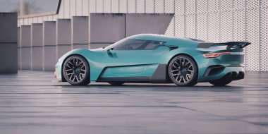 Markasız, jenerik konsept bir arabanın 3 boyutlu çizimi