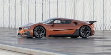 Markasız, jenerik konsept bir arabanın 3 boyutlu çizimi