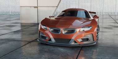 Markasız, jenerik konsept bir arabanın 3 boyutlu çizimi