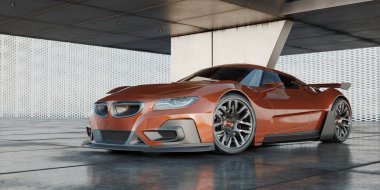 Markasız, jenerik konsept bir arabanın 3 boyutlu çizimi