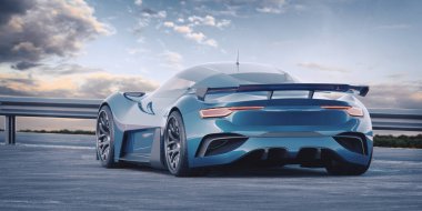 Markasız, jenerik konsept bir arabanın 3 boyutlu çizimi