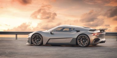 Markasız, jenerik konsept bir arabanın 3 boyutlu çizimi