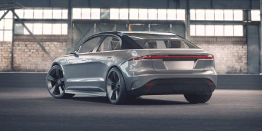 Markasız, jenerik konsept bir arabanın 3 boyutlu çizimi